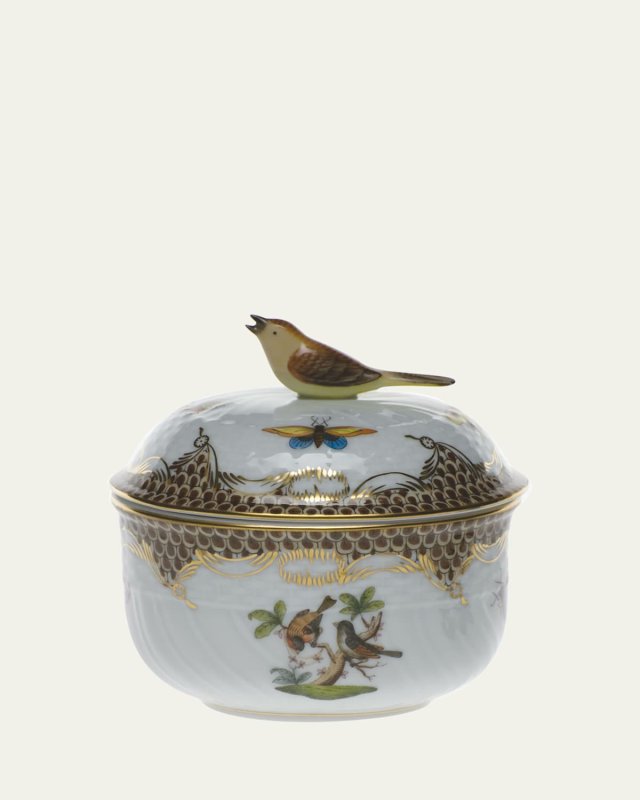 Rothschild Brown Covered Sugar Dish with Rose